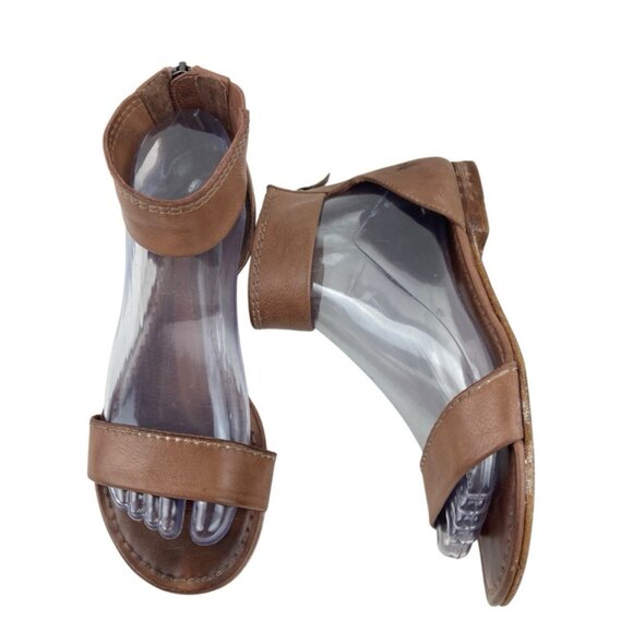 *Frye Carson Sandals Womens Sz 7 Ankle Strap Brown Leather Designer Summer Flat - Picture 3 of 14